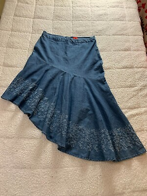 #ad V Cristina Women Skirt Blue Denim Size 14 High Low Gorgeous $13.40