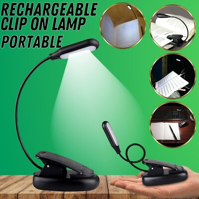 #ad USB Recharge Flexible Reading LED Light Book Lamp Clip on Beside Bed Desk Table $8.11