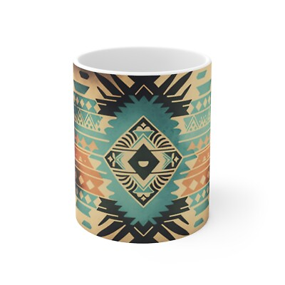 #ad Ceramic Mug 11oz Coffee Cup Aztec Southwestern Navajo Cabin Native American Cozy $8.48