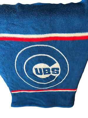 #ad Vintage Biederlack Throw Blanket Chicago CUBS MLB Baseball 72quot; X 52quot; $19.99