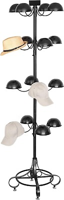 #ad Commercial Black Metal Hat Rack Stand Rotating Dome Shaped Holder 16 Hats Wigs $176.99