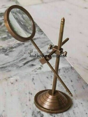 #ad Marine Magnifying Reading Glass W Stand Nautical Solid Brass Table Magnifier $34.00