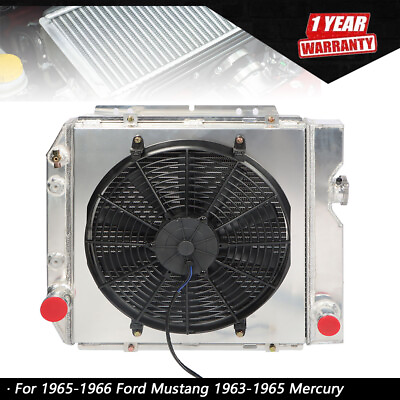#ad Fit For 1963 1965 Mustang Falcon Mercury 3 Row Aluminum Core RadiatorFan Shroud $104.87