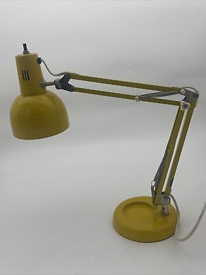 #ad Vintage Drafting Table Industrial Articulating Swing Arm Desk Lamp MCM Yellow $69.99