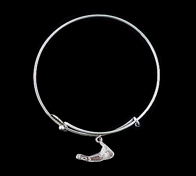 #ad Silver Map of Nantucket Charm Adjustable Wire Bracelet Steel Rhodium Pewter $17.00