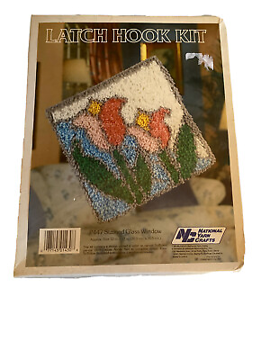 #ad NEW Stained Glass Window Flowers Tulip Latch Hook Kit 12x12quot; National Yarn Craft $10.00