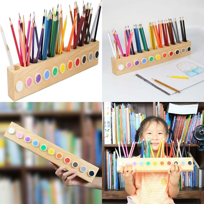 #ad Ouluhend Wooden Colored Pencil Holder Case Organizer with 11 Light yellow $36.62
