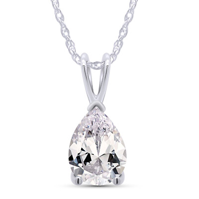 #ad 1.5ct 6x8mm Pear Shaped Moissanite Necklace D E Color Solid 925 Sterling Silver $127.74