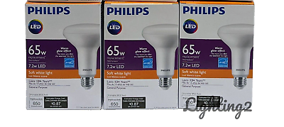 #ad 3 Philips LED Dimmable 7.2W LED = 65W Soft White 650 Brightness bulb BR30 457044 $19.99