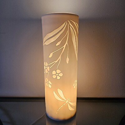 #ad Stone LIKE DRAGON FLY WHITE TABLE LAMP CERAMIC CYLINDER C $7.99