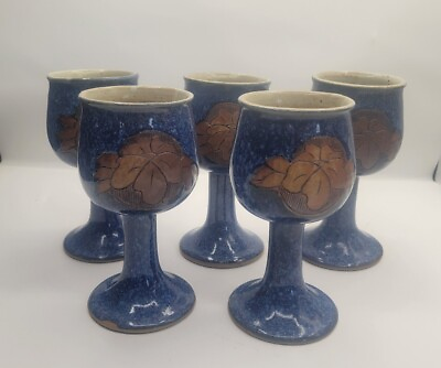 #ad Vintage Pottery Goblets Set Of 5 $38.00