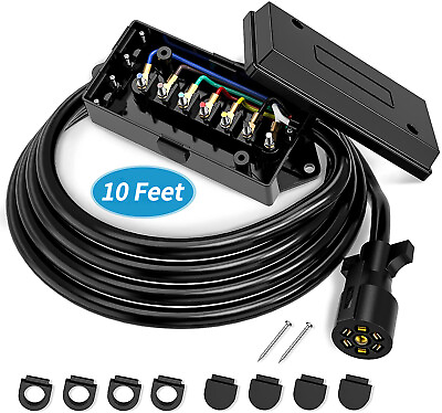 #ad 7 Way Trailer Wire Junction Box With Cord 4 Wire Trailer Cable RV Accessories $24.99