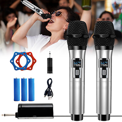 #ad 2PCS Professional VHF Wireless Microphone Handheld Mic System Karaoke w Receiver $26.99