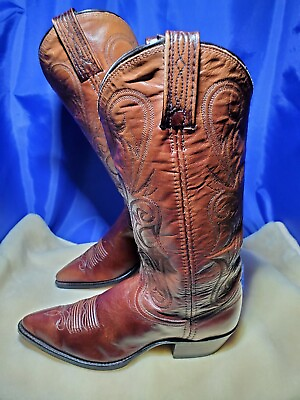 #ad Dan Post Cowgirl Brown Leather Boots Women’s Size 7.5 M 14251 EUC $85.90