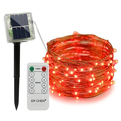 #ad ErChen Remote Control Solar Powered Led String Lights 33FT 100 33FT 100LED Red $27.71