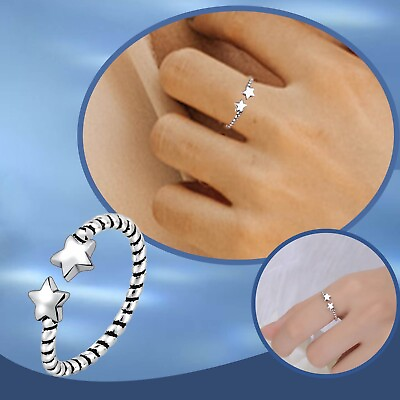 #ad Duoying OEM Anillo Fashion Simple Retro Open Silver Plated Adjustable Ring $8.21