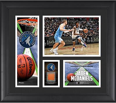 #ad Jaden McDaniels Minnesota Timberwolves FRMD 15x17 Collage w Piece Team Used Ball $79.99