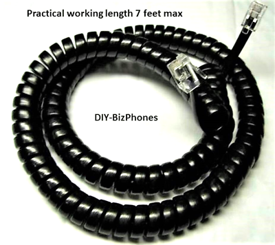 #ad Avaya Black Handset Cord Merlin Legend MLX Series Phone 10DP Receiver Curly 12Ft $7.49