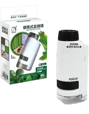 #ad Mini Pocket Microscope Kit 60X 120X Handheld Microscope with LED Light for Kids $12.99