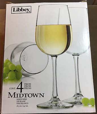#ad #ad NIB Libbey MIDTOWN Large Wine Glasses White Wine Stemmed Glassware 18.5 oz $35.00