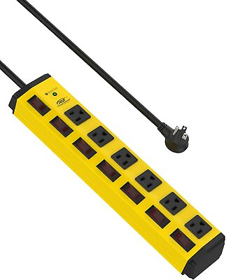 #ad CRST Power Strip 6 Outlets Heavy duty 6 ft cord 1200J Surge Protector 15 Amp $30.59