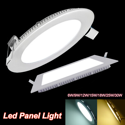 #ad Dimmable Recessed Led Panel Light Ceiling Downlight Lamp 6 9 18 30W Round Square $14.23