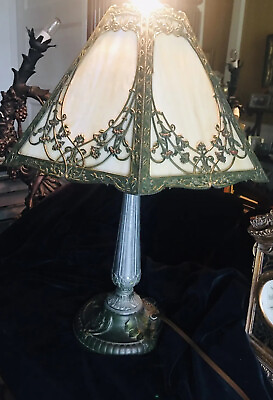 #ad #ad Antique Working 1920#x27;s Rainaud Co. Art Nouveau Caramel Slag Glass Table Lamp USA $999.00