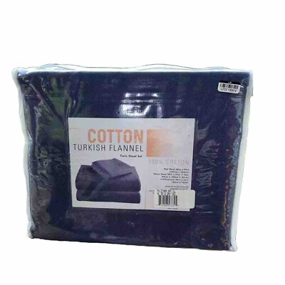 #ad Morgan Home Cotton Turkish Flannel Twin Sheets Navy Blue Winter Set Warm NIB $30.52