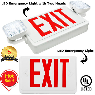 #ad Commercial LED Emergency Exit Sign with Battery Backup UL Certified AC120 277V $38.90