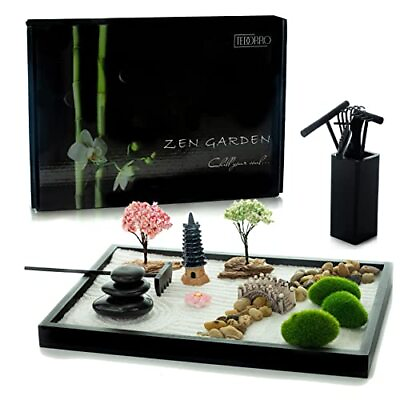 #ad Zen Garden Kit for Desk – 21pc. Japanese Zen Sand Garden for Home Office $86.61