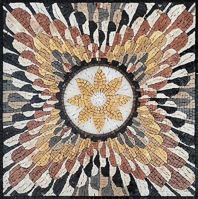 #ad Handmade Multicolored Layered Petal Pattern Mosaic Tile $969.00