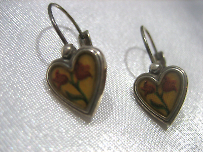 #ad Brighton Picadilly Lever Back Heart Shaped Red Tulip Earrings Retired $13.48