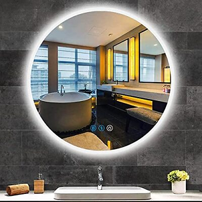 #ad Round Bathroom Vanity Led Mirror With Backlit Lights 24 Inch Wall Mounted Lighte $168.29