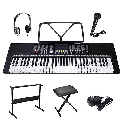 #ad Electric Keyboard Piano Digital 61 Key Music Organ with Microphone Stand amp; Stool $84.99