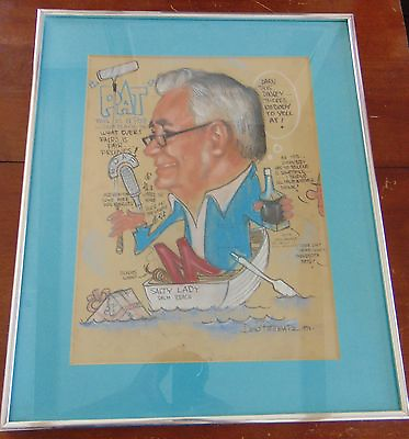 #ad VINTAGE 1972 70#x27;S Americana Art Caricature by Don Pottratz West Palm Beach Funny $249.00