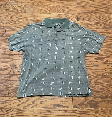 #ad Vintage Manhattan Green Design Men’s Polo Short Sleeve Shirt Large $18.00
