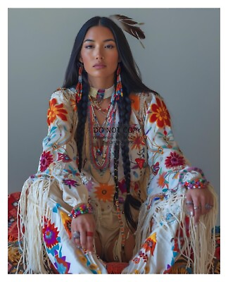 #ad GORGEOUS YOUNG NATIVE AMERICAN LADY FANCY CLOTHING 8X10 FANTASY PHOTO $8.49