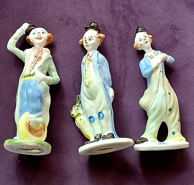 #ad Vintage Santini Italy Style 8 in. Porcelain Clown Figurine lot of 3.Pre owned $39.20