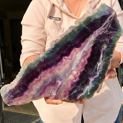 #ad 10.48lb Natural beautiful Rainbow Fluorite Crystal Rough stone specimens cure $220.00