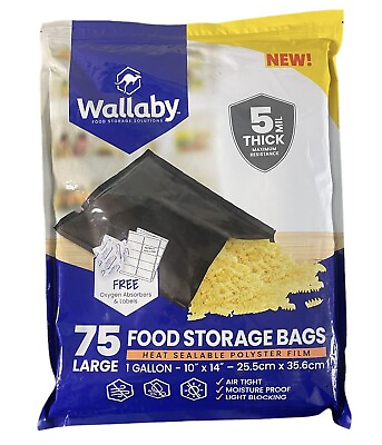 #ad Wallaby Heat Seal 5 mil 1 Gallon Bags 14 X 10 IN w 80 400Cc OxyLabels 75x BLACK $29.00