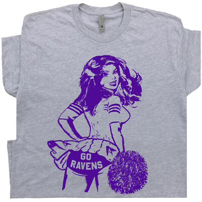 #ad Go Ravens T Shirt Vintage Ravens Shirt Football Cheerleader Retro Throwback Tee $19.99