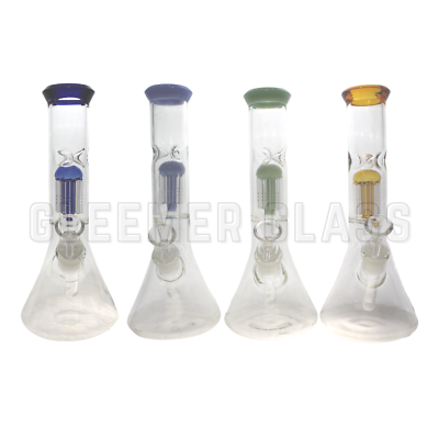 #ad Hookah Water Pipe Glass 10quot; Beaker W Ice Catcher 8 Arms Perc Tobacco W 14mm Bowl $39.95