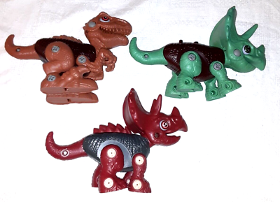#ad 3 TAKE APART DINOSAURS Dinosaur World Toys T REX TRICERATOPS w screw assembly $20.00