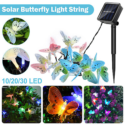 #ad Solar LED Butterfly String Fairy Lights Outdoor Garden Party Christmas Decor US $38.99