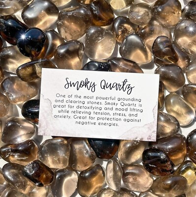 #ad Natural Smoky Quartz Tumbled Stone Gray Crystal Gemstone Pocket Stone $8.50