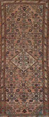 #ad Vintage Muted Pink Distressed Wool Hamedan Hand knotted Runner Rug 3x10 Carpet $399.00