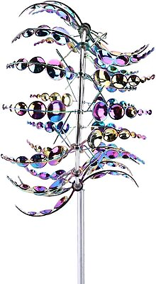 #ad Magical Windmill Wind Powered Kinetic Metal And Sculpture Spinner Garden Unique $19.60