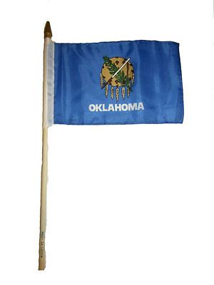 #ad 6x9 6quot;x9quot; State of Oklahoma Stick Flag wood Staff $5.99