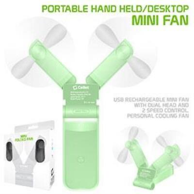 #ad Mini Fan Folding Handheld Fan 500mAh Dual Fan Heads Green $8.99