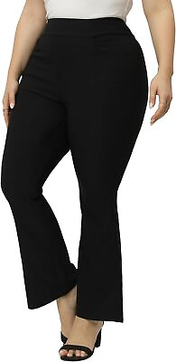 #ad Gboomo Womens Plus Size Dress Pants Pull on Office Work Pants Stretchy Bell Bott $131.09